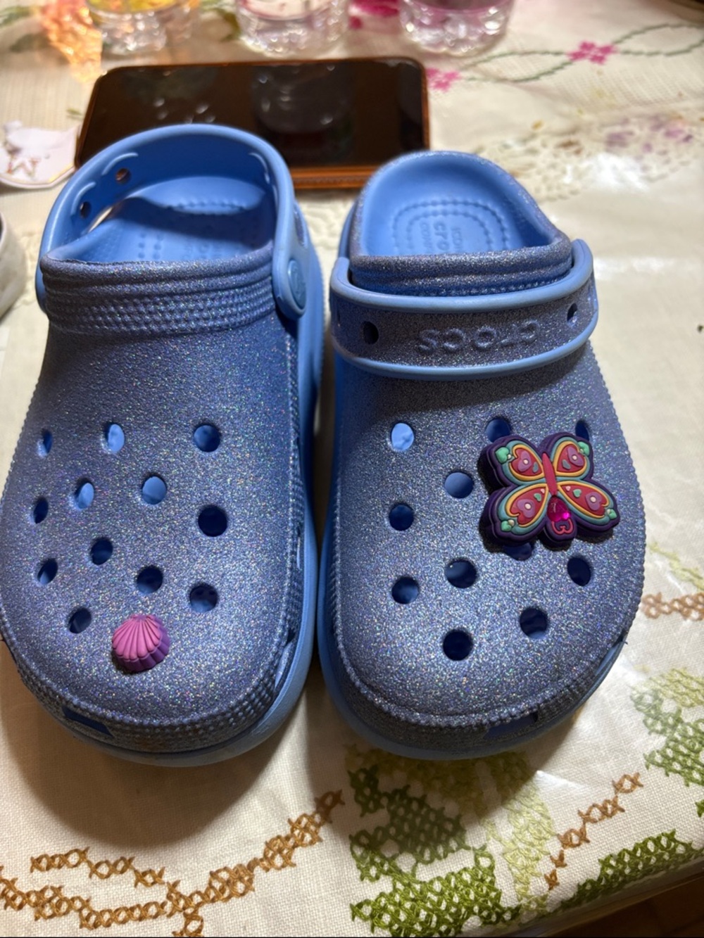 Crocs Z5126* Classic Glitter Cutie Clogs Sandals Kids Girls Oxygen